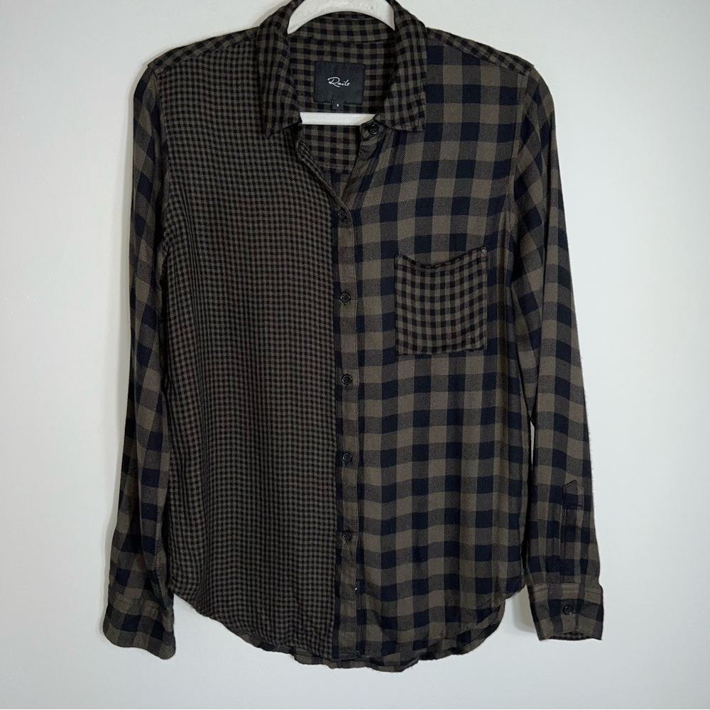 Rails Hunter Flannel Shirt-Button Front-Mixed Oli… - image 1
